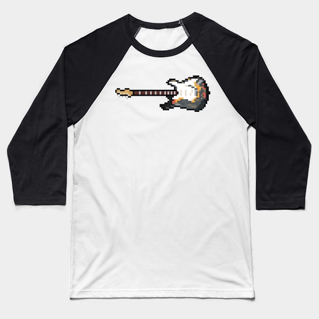 Pixel 1965 Burnt Astoria Lefty Guitar Baseball T-Shirt by gkillerb